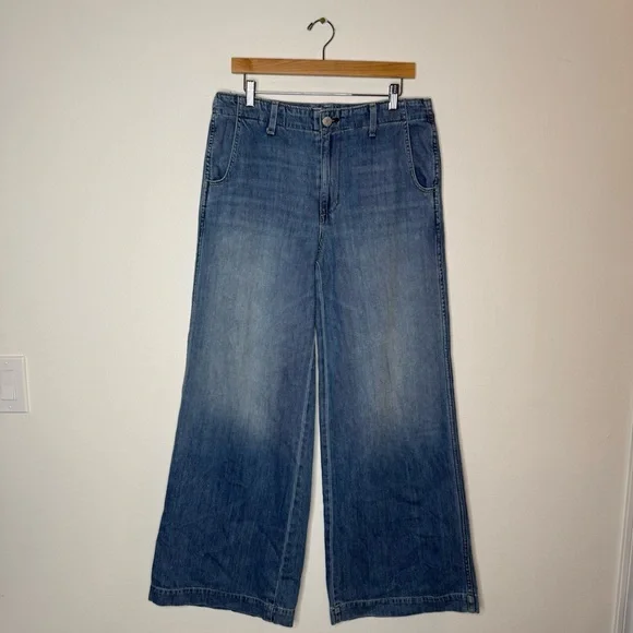 AMO Edith Wide Leg Denim Trouser in Romance 100% Cotton Slouchy Fit size 29 - Picture 5 of 14